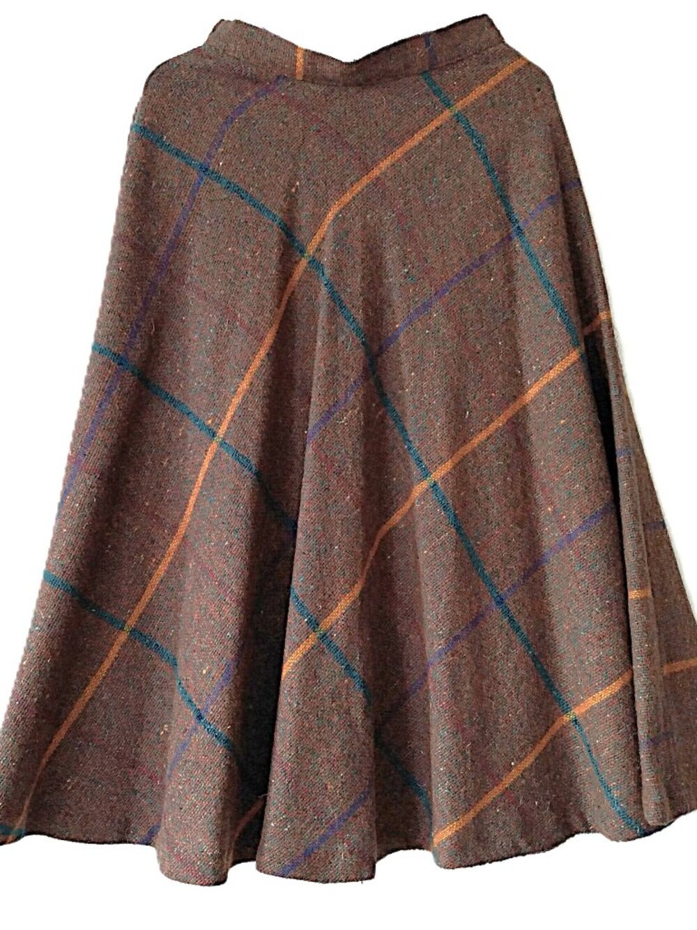Vintage 70s Wool Swing Skirt Brown Size 6 Academia 60s Retro